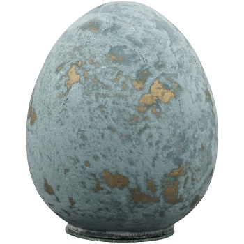 Oeuf en Verre Bleu et Or, à Poser, 21x21x27cm