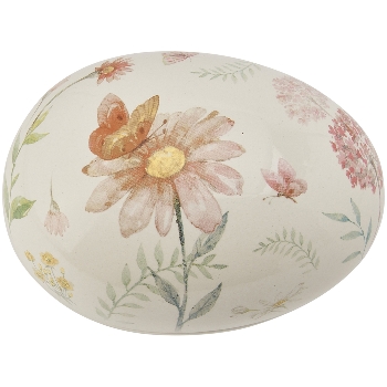 Oeuf Floral en Céramique, en 2 Parties, 15,9x11,8x11cm