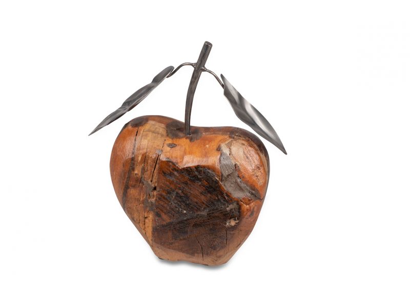 Pomme en Bois et Métal Antique 17x25cm