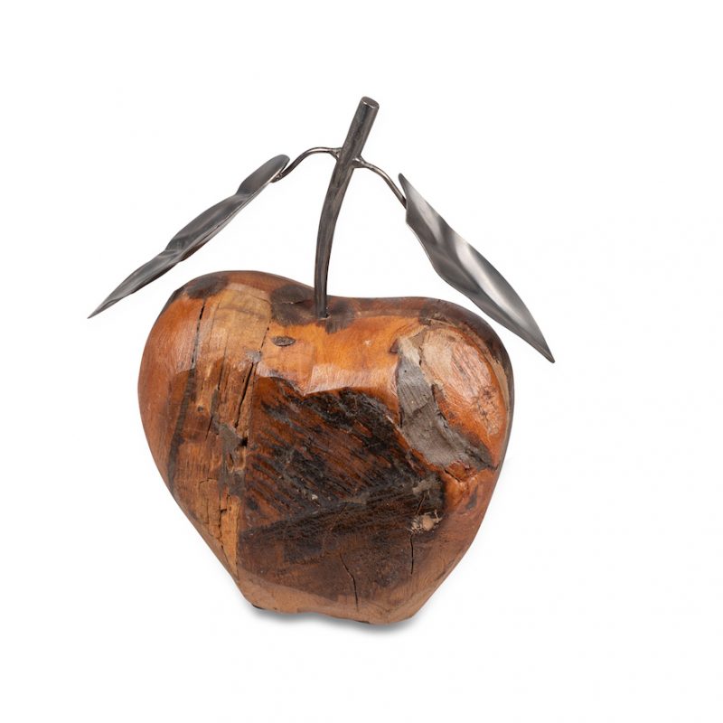 Pomme en Bois et Métal Antique 17x25cm