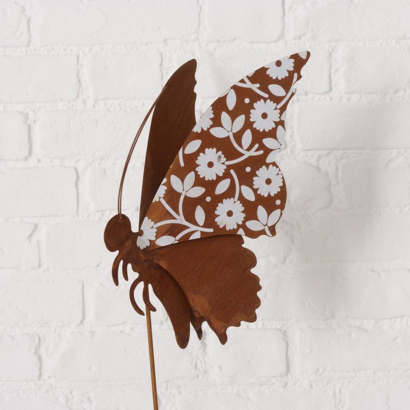 Piquet de Jardin "Lily" Papillon, en Métal Rouillé, 2 Modèles au Choix, H.125cm – Image 7