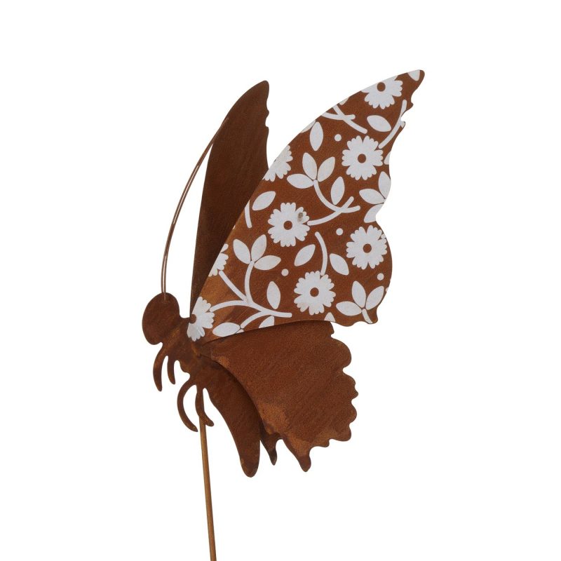 Piquet de Jardin "Lily" Papillon, en Métal Rouillé, 2 Modèles au Choix, H.125cm – Image 5
