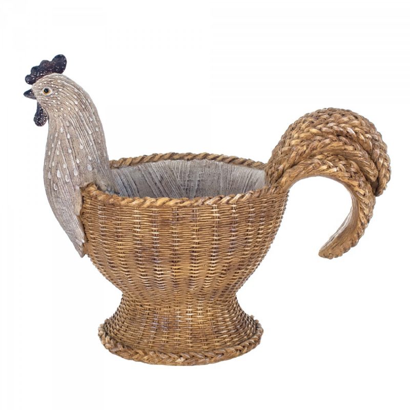Panier Coq en Résine Décorée, 30x18x25,5cm – Image 2
