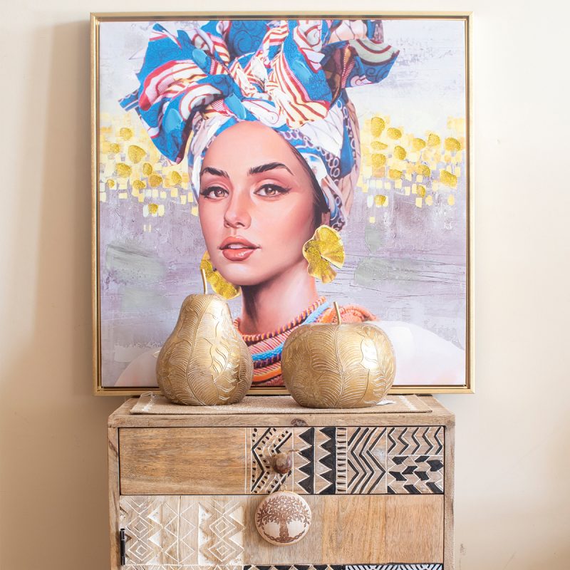 Pomme en Résine Dorée Décorée, 17x17x12cm – Image 2