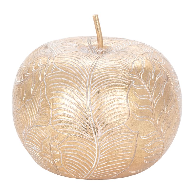 Pomme en Résine Dorée Décorée, 17x17x12cm – Image 4