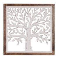Arbre de Vie Mural dans Cadre Carré, en Bois, 65,50 x 3,50 x 65,50 cm
