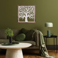 Arbre de Vie Mural dans Cadre Carré, en Bois, 65,50 x 3,50 x 65,50 cm – Image 3