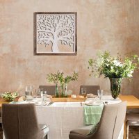 Arbre de Vie Mural dans Cadre Carré, en Bois, 65,50 x 3,50 x 65,50 cm – Image 2