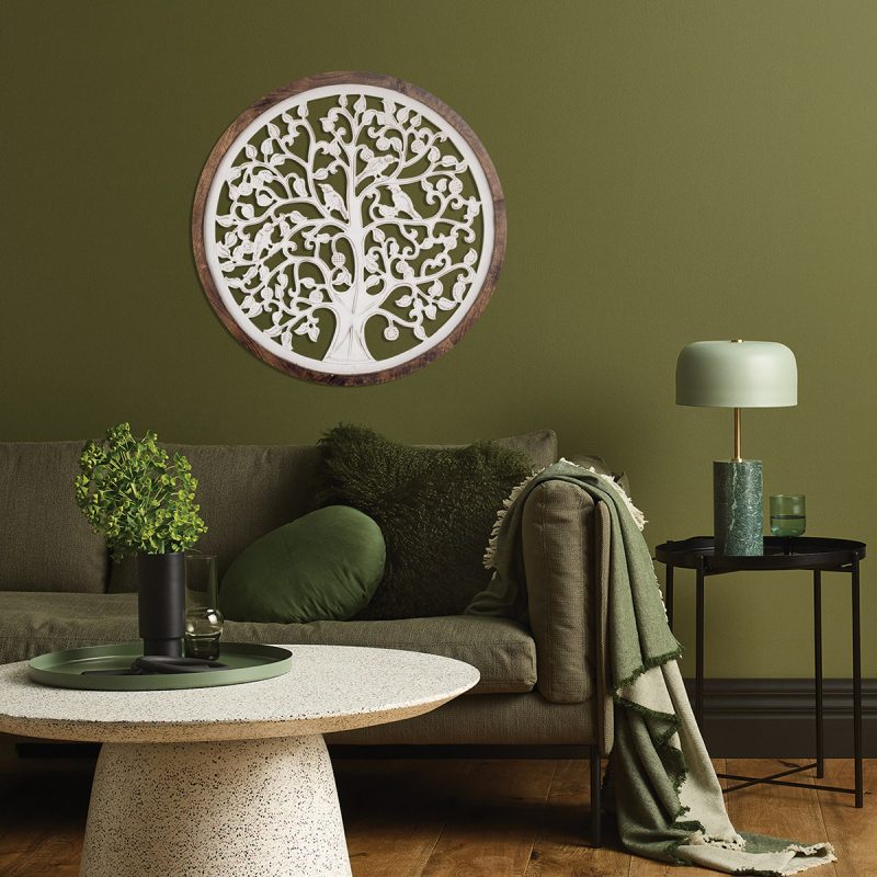 Cercle Arbre de Vie Mural en Bois, ø85 x 3cm