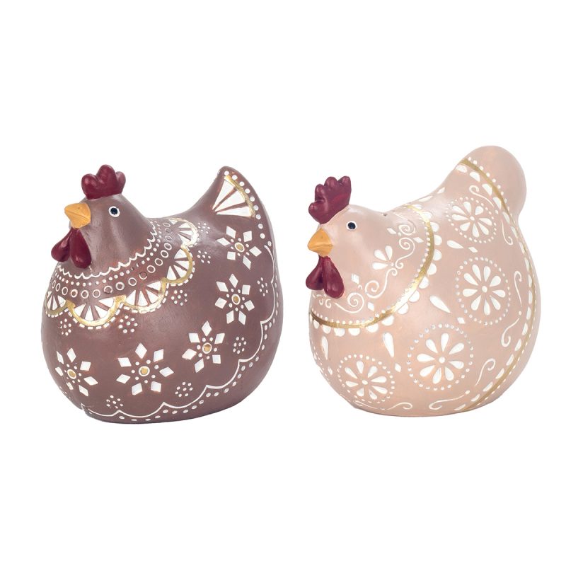 Poule en Résine Colorée, 2 Modèles au Choix, 15x11x14cm – Image 2