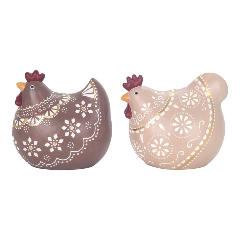 Poule en Résine Colorée, 2 Modèles au Choix, 15x11x14cm