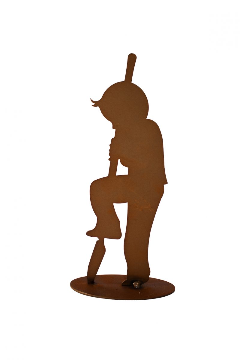 Garçon qui Bêche sur Socle, en Métal Rouillé, 7xH.21cm