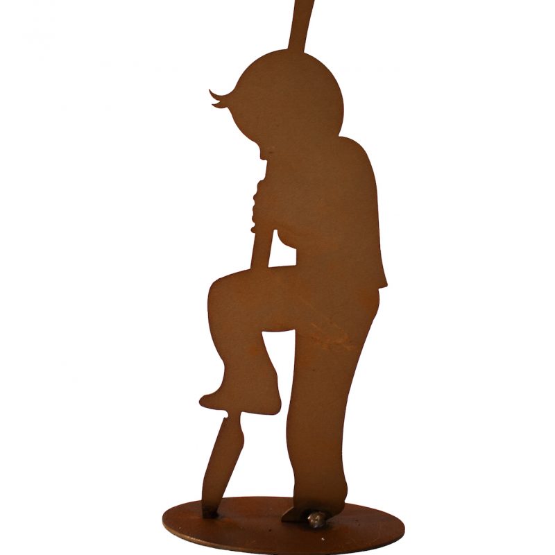 Garçon qui Bêche sur Socle, en Métal Rouillé, 7xH.21cm