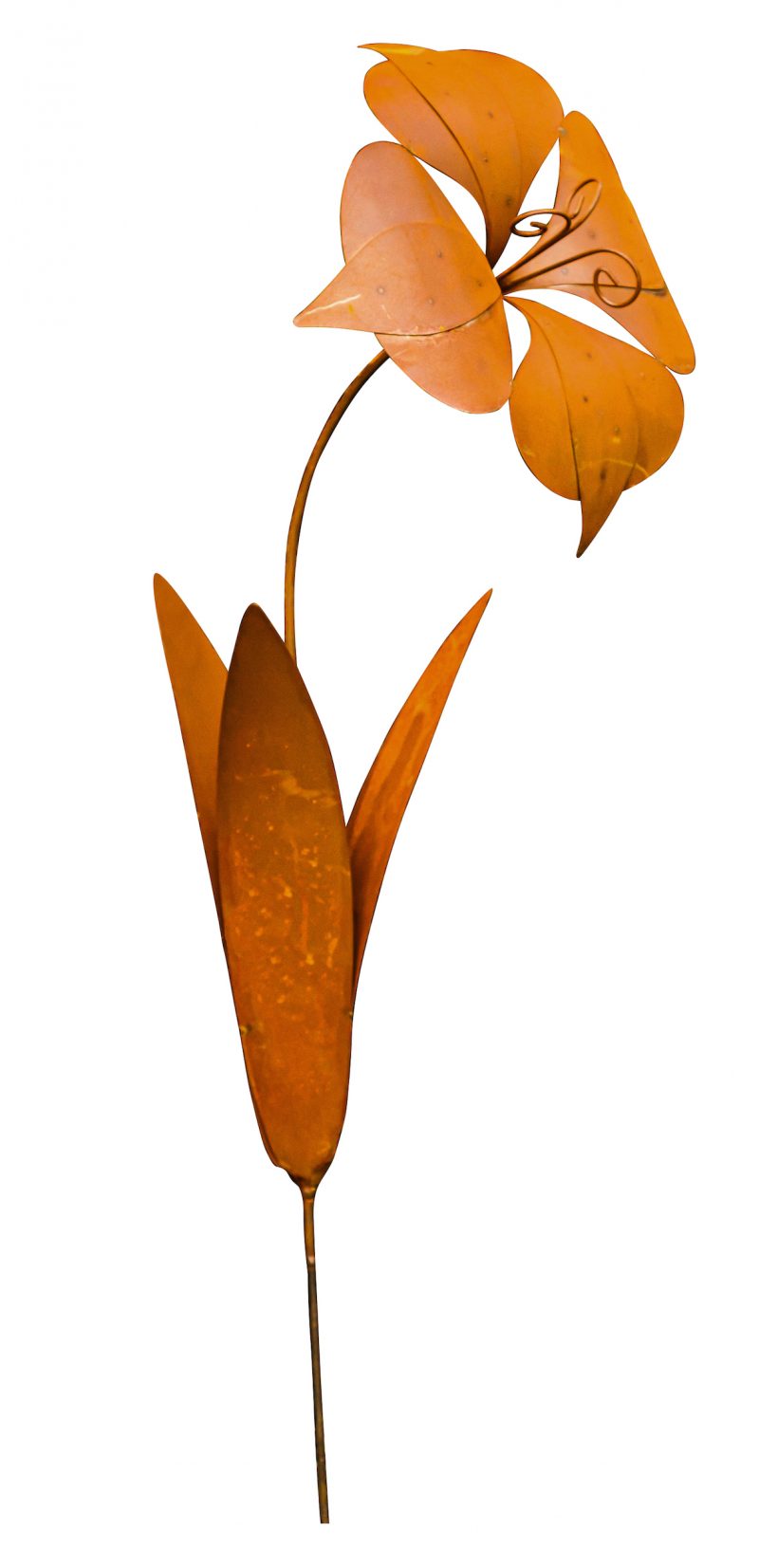 Piquet Fleur en Métal Rouillé ø 15cm H.60cm – Image 2