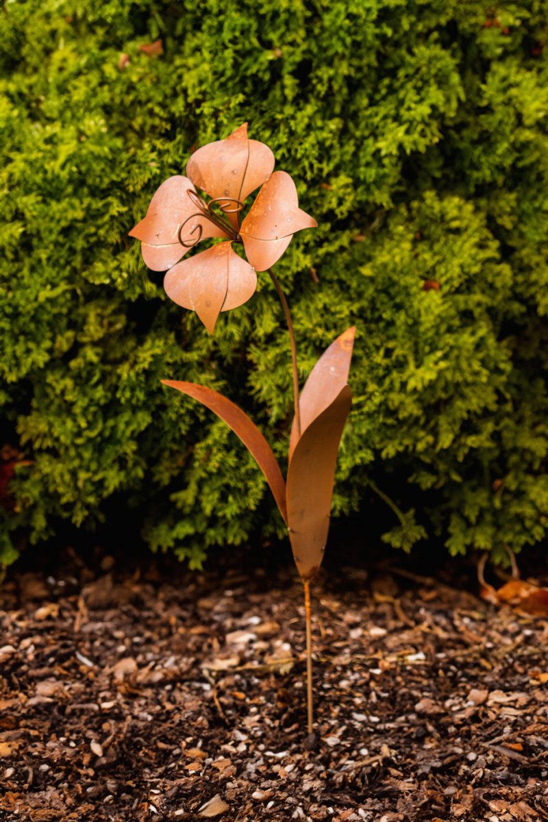 Piquet Fleur en Métal Rouillé ø 15cm H.60cm – Image 6