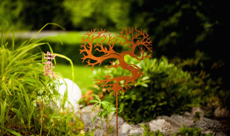 Pic Coeur Arbre de Vie en Métal Rouillé, 32x130cm – Image 2