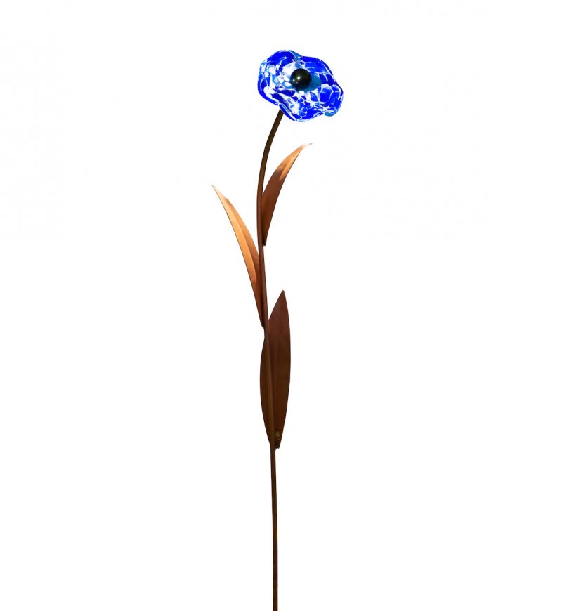 Coquelicot à Piquer en Métal Rouillé et Fleur en Verre ø 16,5cm, Divers Coloris, 25xH.102cm – Image 4