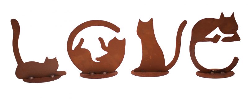 Mot LOVE en "Chat" à Poser, en Métal Rouillé 56xH.16,5cm – Image 2