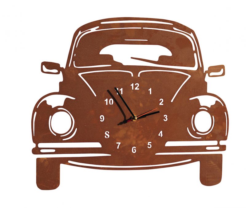 Horloge Murale "Coccinelle" en Métal Rouillé, 45xH.39cm – Image 2