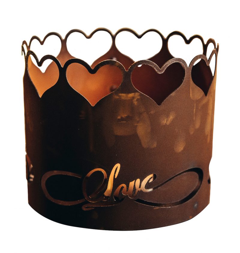 Lanterne "Coeurs" Love, en Métal Rouillé, 18x22cm – Image 2