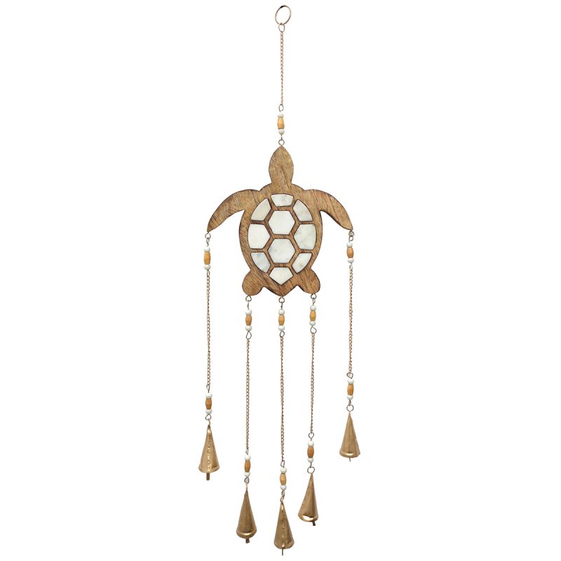 Pendentif Carillon Tortue en Bois et Métal, 22,5x3x80cm
