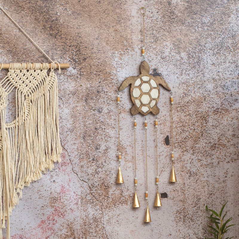 Pendentif Carillon Tortue en Bois et Métal, 22,5x3x80cm – Image 2