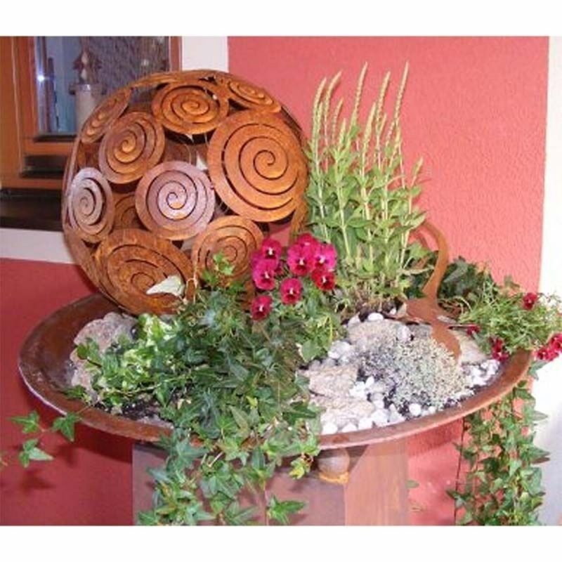Sphère Décorative en Filigrane en Métal Rouillé ø28cm – Image 2