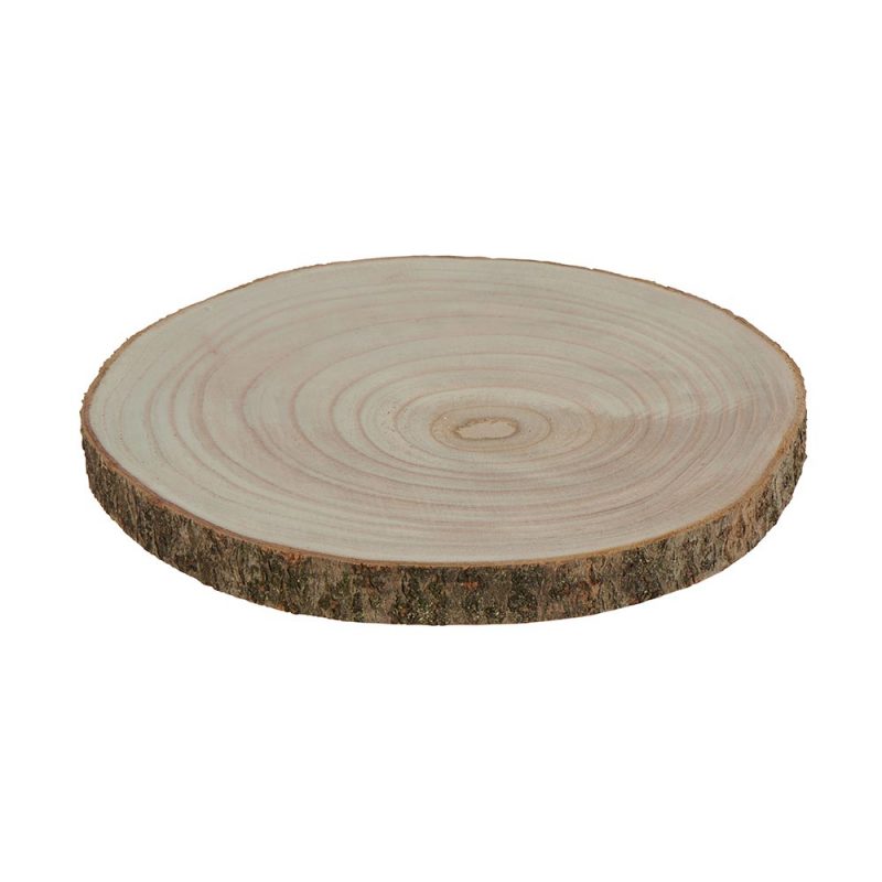 Plateau rond bord extérieur en écorce, bois de paulownia 30x3x30cm