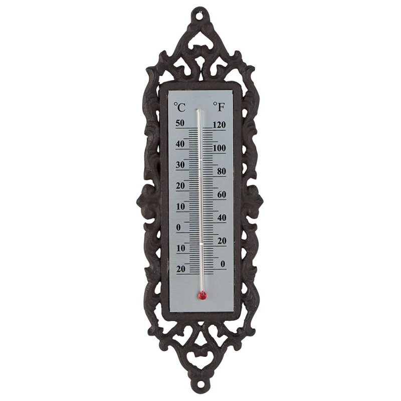 Thermomètre mural en métal motifs ajourés 10x30x0.5cm