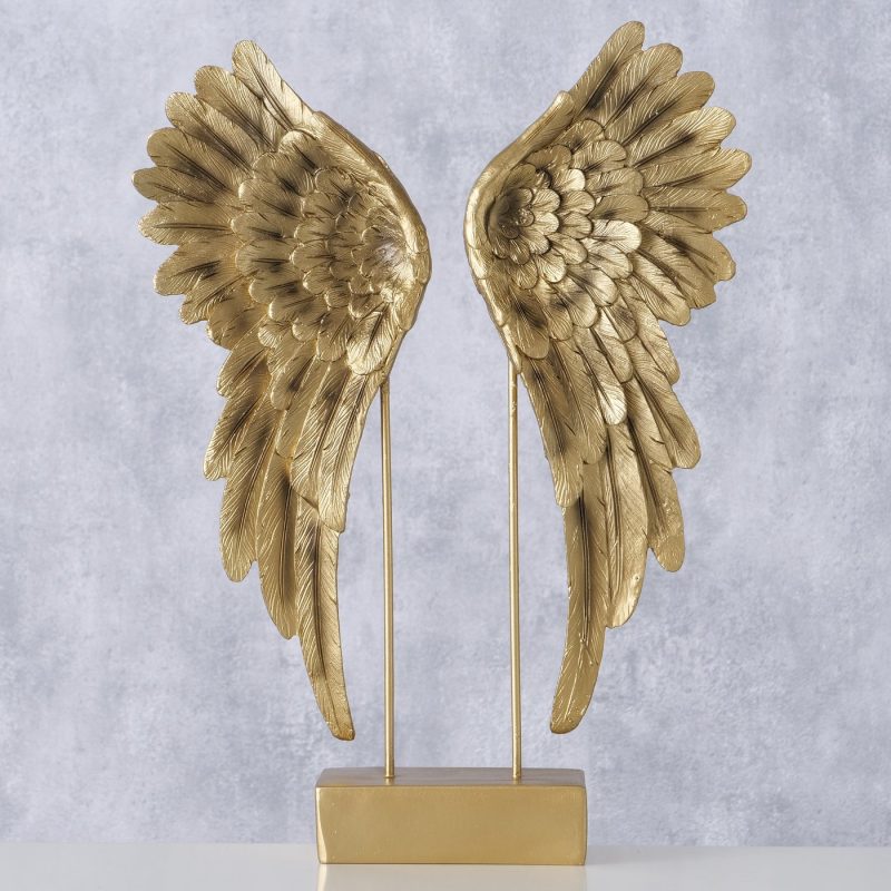 Ailes Décoratives "Cosmo" sur Socle, en Résine Dorée, 27x7,5x38cm – Image 6