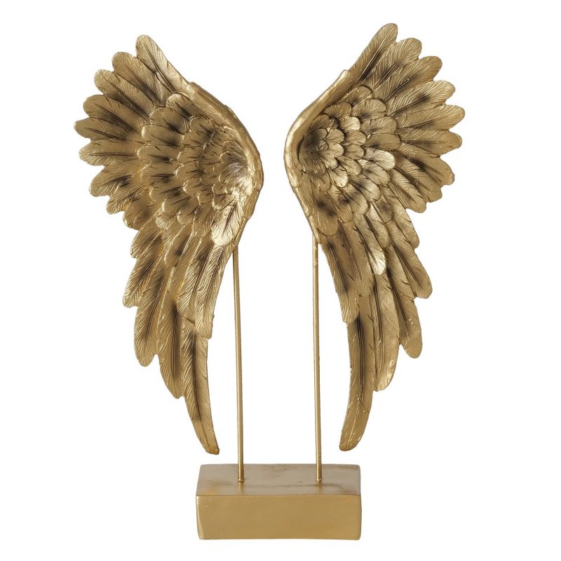 Ailes Décoratives "Cosmo" sur Socle, en Résine Dorée, 27x7,5x38cm – Image 7