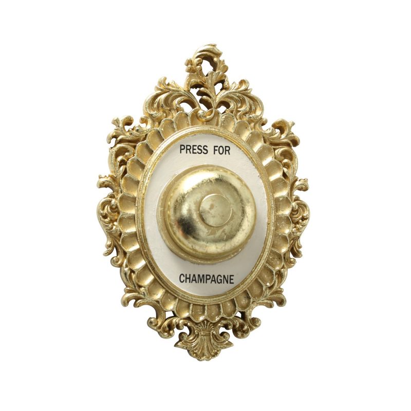 Sonnette Décorative "Champagne", en Résine Blnc et Or, H.14cm – Image 4