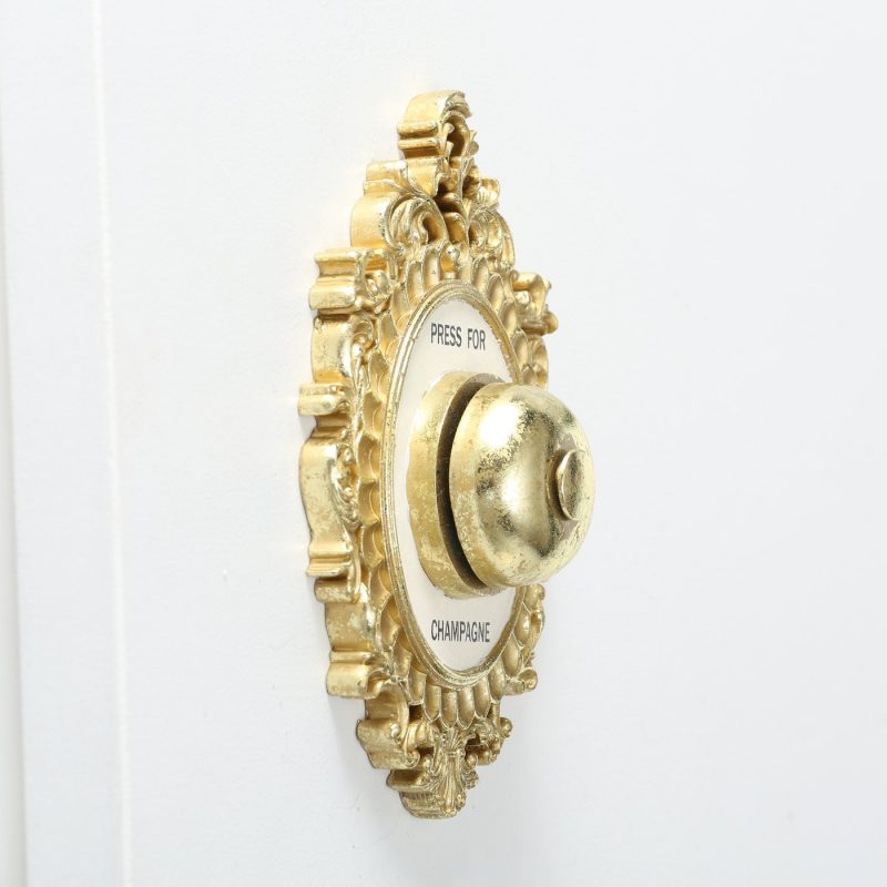 Sonnette Décorative "Champagne", en Résine Blnc et Or, H.14cm – Image 2