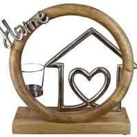 Bougeoir Cercle en Bois "Home" 27x9x25cm – Image 3