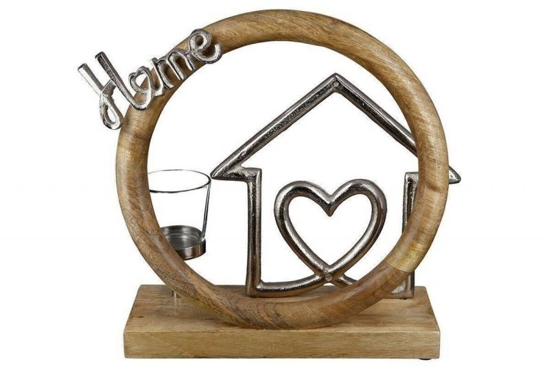 Bougeoir Cercle en Bois "Home" 27x9x25cm – Image 3