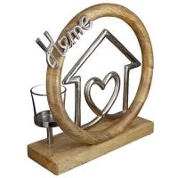 Bougeoir Cercle en Bois "Home" 27x9x25cm – Image 2