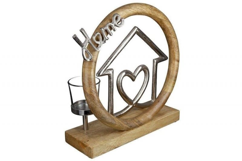 Bougeoir Cercle en Bois "Home" 27x9x25cm – Image 2
