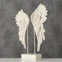 Ailes Décoratives "Cosmo" sur Socle, en Résine Beige, 27x7,5x38cm