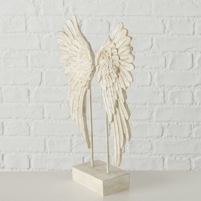 Ailes Décoratives "Cosmo" sur Socle, en Résine Beige, 27x7,5x38cm – Image 6