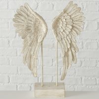 Ailes Décoratives "Cosmo" sur Socle, en Résine Beige, 27x7,5x38cm – Image 2