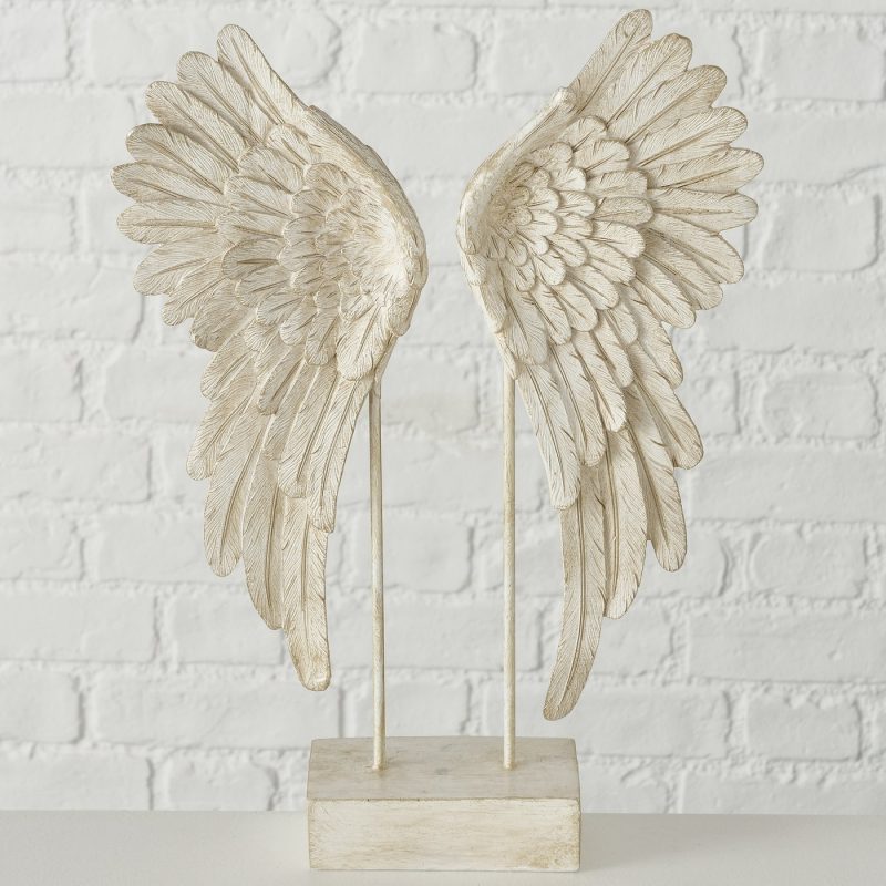Ailes Décoratives "Cosmo" sur Socle, en Résine Beige, 27x7,5x38cm – Image 2