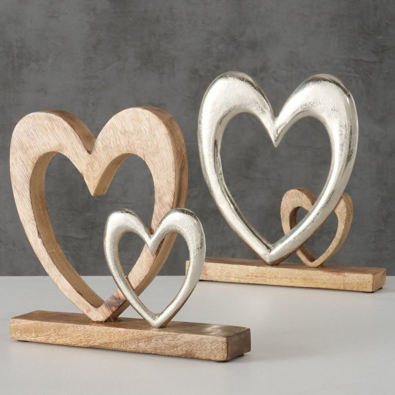 Coeur Décoratif "Fioria" sur Socle en Bois, Manguier, 2 Modèles au Choix, 21x6x25cm – Image 9