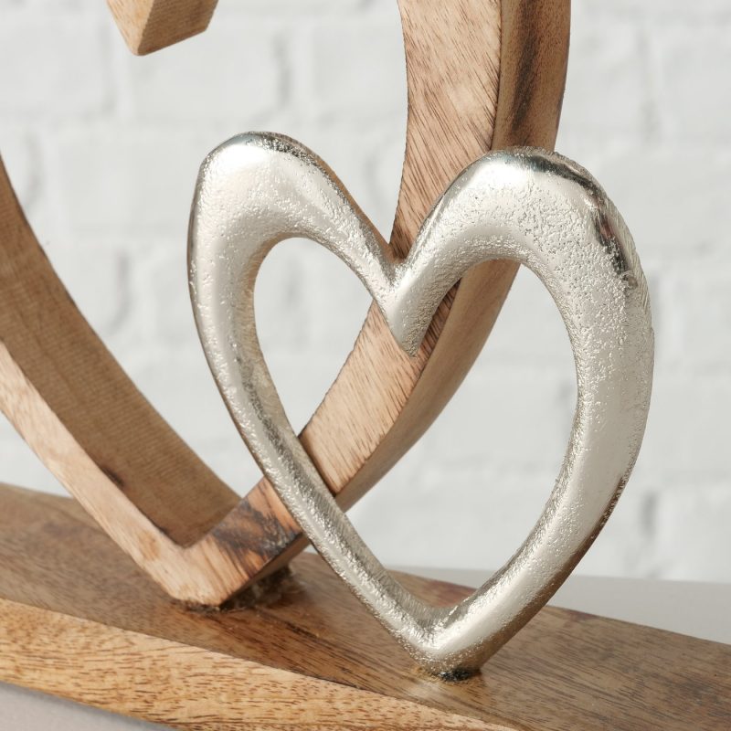Coeur Décoratif "Fioria" sur Socle en Bois, Manguier, 2 Modèles au Choix, 21x6x25cm – Image 8