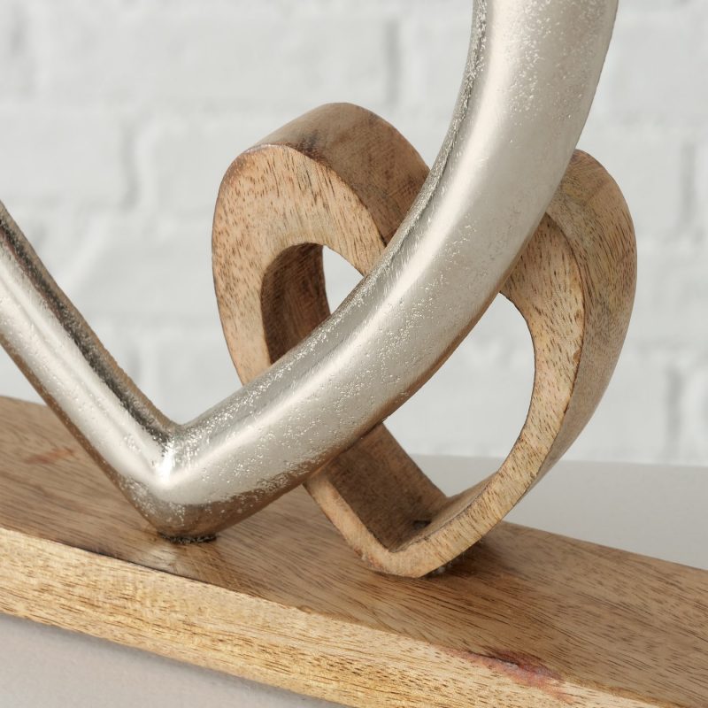 Coeur Décoratif "Fioria" sur Socle en Bois, Manguier, 2 Modèles au Choix, 21x6x25cm – Image 7