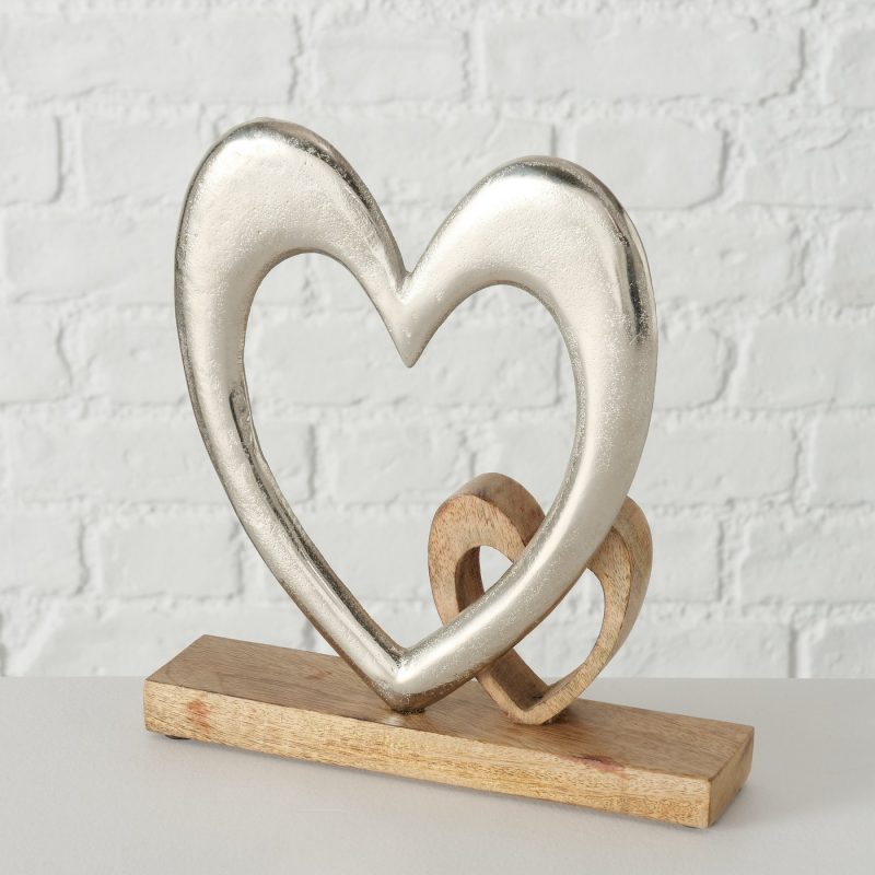 Coeur Décoratif "Fioria" sur Socle en Bois, Manguier, 2 Modèles au Choix, 21x6x25cm – Image 5