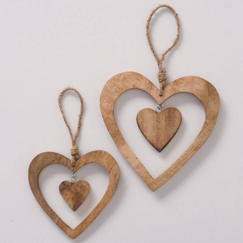 Pendentif Coeur "Syda" en Bois Naturel, 15x15cm – Image 2