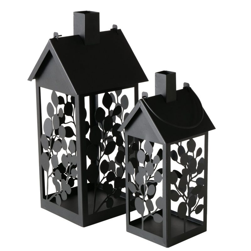 Lanterne "Calypso", Maison en Métal Noir Enduit, 14x34,5cm – Image 5