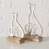 Figurine Chat en Alu Argent et Bois de Manguier, H.21cm – Image 4