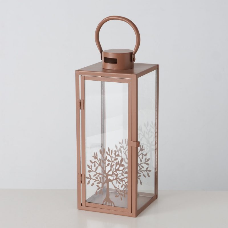 Lanterne "Laurus" Rectangle, Décor Arbre de Vie, e Métal Brun, 16xH.41cm – Image 6