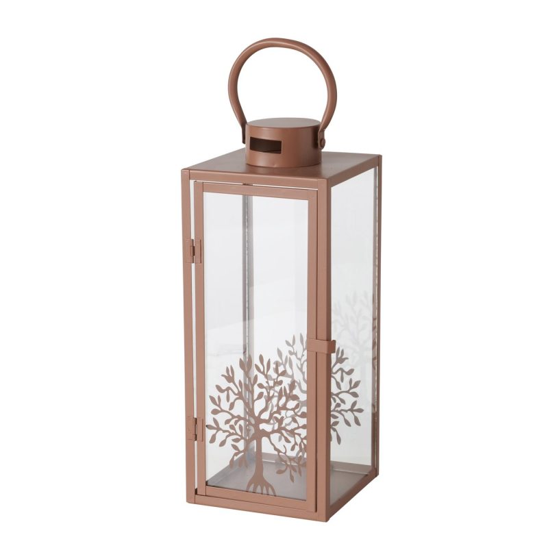 Lanterne "Laurus" Rectangle, Décor Arbre de Vie, e Métal Brun, 16xH.41cm – Image 2